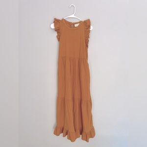 Mustard Yellow Universal Thread Peasant/Gauze Ruffle Dress